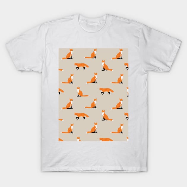 Foxes Pattern Edit T-Shirt by okpinsArtDesign